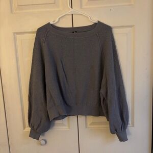 Free People Found My Friend Boucle Sweater Blue Gray XS TP Balloon Sleeve
